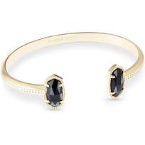 Kendra Scott Elton Cuff Bracelet for Women, Fashion Jewelry GOLD - BLACK OPAQUE GLASS