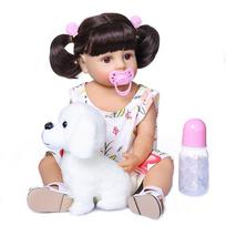 NPK 55 cm Real Baby Size Labai minkštas, lankstus viso kūno silikonas Bebe Doll Reborn Baby Toddler Girl 55cm black