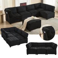 Modulinis sofa, 6 vietų, 308 cm, virvutinis audinys, 6 vnt