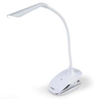 USB įkraunama LED skaitymo lemputė su spaustuku ir lanksčiu ranka Fysic balta