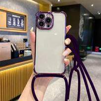Redmi Note 14 Pro 5G Crossbody Lanyard Shockproof Case For Xiaomi Redmi Note 13 14 Pro Plus Silicone Clear Phone Plating Cover Redmi Note 14 (4G) white