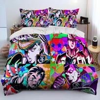 Anime jojo's Bizarre Adventure Comfortable Duvet Quilt Cover Pillowcase Bedding Set Children Bedroom Decoration Home Textile 135x200cm purple
