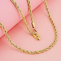 24K Gold AU999 50-75CM 3MM Twist Rope Necklace Men's & Women's - Premium bulk supply, 3MM+50-75CM, stylish unisex 50cm pink