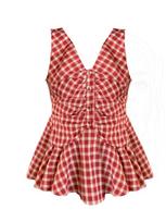 Large size fat mm Spice Girl style sub V-neck vest women's clothing summer slim fit and thin pleated outer wear foreign style suspender top S multi