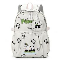 Kuprinė nauja panda kuprinė mokyklinė kuprinė didelės talpos tvirta ir atspari nešvarumams studento kuprinė vyresnės klasės mokinė One size fits all žalia
