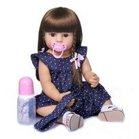 NPK 55 cm Originalus NPK Reborn Baby Toddler Girl labai minkštas viso kūno silikoninis lėlės vonios žaislas 55cm beige