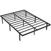 Lovos rėmas, 140 x 200 cm, metalinė lova su vieta daiktams laikyti po lova, metalinis rėmas su grotelėmis, spyruoklinis čiužinys (boxspring) nereikalingas