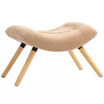 HOMCOM sėdimasis pufas, kojų atrama su berberų vilnos audiniu, paminkštintas pufas iki 120 kg apkrovai, svetainei, miegamajam, 67 x 45 x 38 cm, rudas