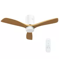 HOMCOM Lubų ventiliatorius su apšvietimu ir nuotoliniu valdymu 117 cm LED lempa su ventiliatoriumi, 3 sparnais, grįžtamuoju nuolatinės srovės varikliu, 3 šviesos spalvomis, 6 greičiais, laikmačiu miegamajam