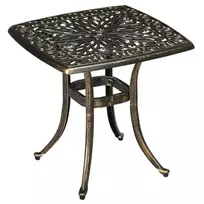 Lauko staliukas su skyle skėčiui aliuminio rėmas bronza 54x54x52,5cm