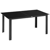 Sodo valgomojo stalas 6 asmenims, terasos stalas su stikliniu stalviršiu - juodas 150 x 90 x 74 cm