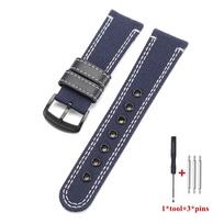 Quality Sailcloth Strap 20mm 22mm 24mm for Omega for Seiko Divers Watch Men's Waterproof Nylon Leather Watch Bands Black Buckle 20mm pilka