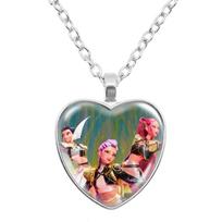hot K-pop demon hunters Heart Time Gem Necklace Cute Cartoon Jewelry for Fans Perfect Birthday Holiday Beautiful Gift for Girls gray