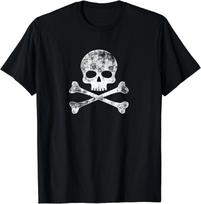 Vintage Jolly Roger Skull Crossbones Pirate Skeleton Retro T-Shirt S įvairiaspalvis