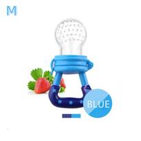 Baby Food Feeder Fruit Feeder Pacifier Infant Teething Toy Teether for Fresh Frozen Fruit - Silicone Nipple Includes All Sizes blue