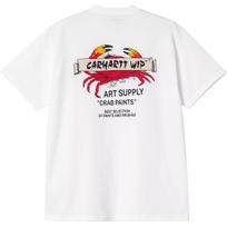 Carhartt WIP SS25 trumpomis rankovėmis Krabo Dažų Marškinėliai Vyriški Viršutiniai Drabužiai Balti I034778-02-XX L white