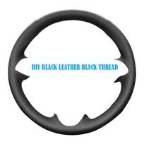 Custom Car Steering Wheel Cover for Jeep Compass 2021 2022 2023 2024 Hand-Stitch Leather&Carbon Fiber Interior Accessory pl1 black