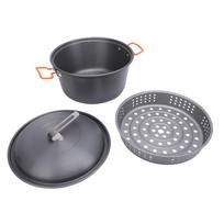 Outdoor Picnic Pot 5L Large Capacity Portable Camping Cookware Kit for Barbecue Cooking Boiling Steaming Grilling Dual L gray