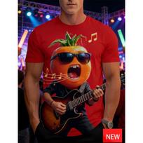 Men's Casual T-Shirt With Vibrant Carrot Character Graphic Summer Regular Fit Short Sleeve Round Neck Tee Shirts Top Streetwear S red