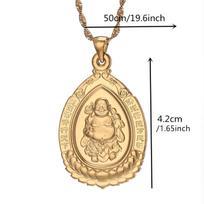 Buddhist pendant necklace gold Chinese style jewelry Buddha statue amulet Hinduism beige
