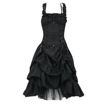 Women's Fashion Gothic Prom  Dress Slim Irregular Straps Corset Lace Dresses XXL juoda