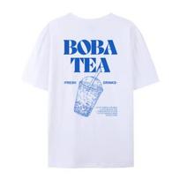 Boba Tea Back Print TShirt Cute Bubble Tea Graphic Tees Women Retro Aesthetic Foodie T Shirt Unisex Loose Vintage Fashion Tops S white