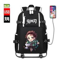 Demon Slayer Backpack Tanjiro Nezuko Anime Cosplay School Bag Luminous Night Light for Teens Adults K# tanjiro's side