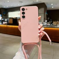 Kryžinė apyrankė dėklas, skirtas Samsung Galaxy S26 S25 S24 Ultra S24 S25 FE A17 A55 A57 A56 5G A16, skysto silikono minkštas telefono dėklas For Samsung A56 5G tamsiai violetine spalva