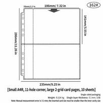 10pcs Single Side Binder Card Sleeves Pages 11 Holes Card Storage Sheets  4/6/7 Inch Postcards Large 2-grid white