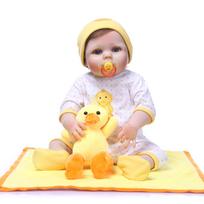 NPK 55 cm Reborn Baby Baby Girl Princess Doll Lifelike Labai minkštas viso kūno silikoninis lėlės vonios žaislas Blue Eyes beige