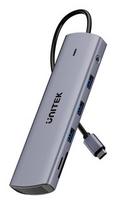 UNITEK D1113BGY01 sąsajos šakotuvas 2 x USB 3.2 Gen 2 (3.1 Gen 2) Type-C 1000Mbit/ai Pilka