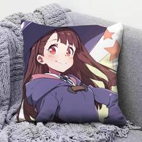 Akko Lotte Sucy Little Witch Academia Anime Home Sofa Cushion Covers And Aecorative Custom Pillow Covers Peach skin 18*18(CM)-1Pcs black