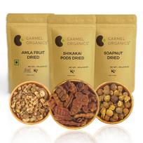 CARMEL ORGANICS Amla, Shikakai & Soapnut/Reetha Combo 100g Each beige