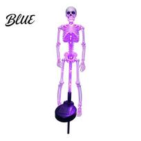 Automatic Dusk to Dawn Lamps Solar Skeleton Garden Stake Light Halloween 3D Glowing Skull Yard Energy Saving Patio Ornaments Decor with LED 1pc violetinė