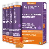 Carbamide Forte Japanese Reduced L Glutathione Supplements Effervescent Tablet 600mg | L Glutathione Tablets for Skin Whitening with Vitamin C, H