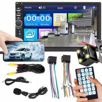 Automobilio multimedija 2 DIN su 7" lietimui jautriu ekranu, „Bluetooth“, USB, AUX, SD ir kamera