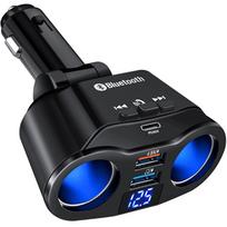Automobilinis adapteris: žiebtuvėlio šakotuvas, USB PD kroviklis, FM siųstuvas, 4in1 matuoklis