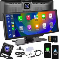 Automobilinis radijo grotuvas su USB, Android Auto, Apple CarPlay ir 2 DVR kameromis