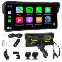 Motociklo monitorius su Android Auto, Apple CarPlay, dviem kameromis, DVR ir „Bluetooth“