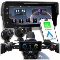 Motociklo DVR vaizdo registratorius su 2 kameromis, navigacija, CarPlay, Android Auto, 6,86" ekranas