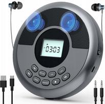 Nešiojamas CD ir MP3 grotuvas su Bluetooth, AUX, sidabrinis