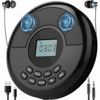 Nešiojamas MP3 CD grotuvas su „Bluetooth“, AUX ir USB, juodas