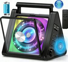 Nešiojamas CD grotuvas su Bluetooth, FM radiju, MP3, garsiakalbiais ir 6 spalvų RGB apšvietimu
