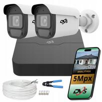 Vaizdo stebėjimo rinkinys su 2 IP PoE 5 Mpx cilindrinėmis kameromis, AI DVS, namams ir butui