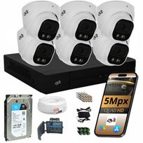 Vaizdo stebėjimo kameraų rinkinys: 6 vnt. 5MP analoginės kameros su 1TB DUAL DVS disku