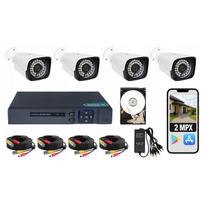 Vaizdo stebėjimo rinkinys: 4 Full HD kameros, įrašymo įrenginys, 4 TB diskas, kabeliai