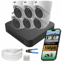 Stebėjimo rinkinys DVS, 6 kupolinės IP PoE kameros, 5 Mpx, tinka automobiliui, namams