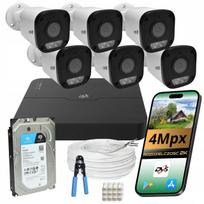 IP vaizdo stebėjimo sistema, 6 lauko POE kameros 4 Mpx, 1 TB diskas, DVS