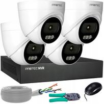 Vaizdo stebėjimo sistema su 4 IP kameromis, 4MP, 2K, POE, vidinis mikrofonas, be kietojo disko