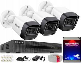 Vaizdo stebėjimo rinkinys HiLook, 3 PoE kameros 4MP, LED IR, 1TB kietasis diskas